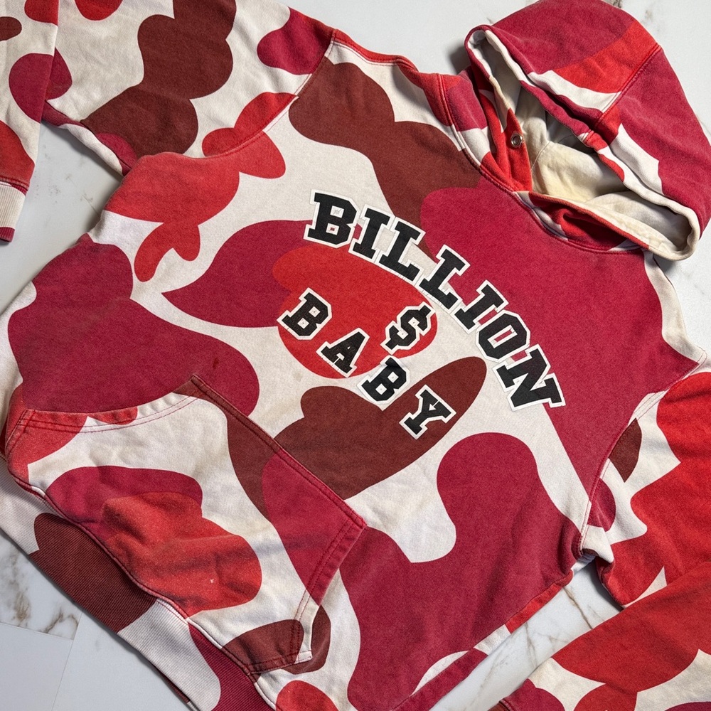 Billion Dollar Baby Hoodie All Over Print Sz M Streetwear Distressed Camo